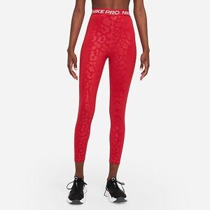 Nike Pro Red Leopard Printed Seamless Leggings 7/8 Super High Rise Size Small